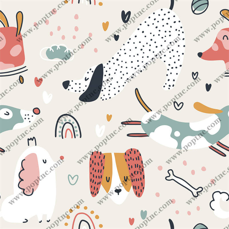 可爱动物图案面料印花,儿童服装印花设计