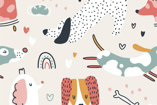 可爱动物图案面料印花,儿童服装印花设计