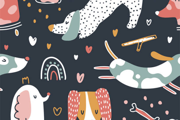 可爱卡通动物面料印花,儿童服装印花设计