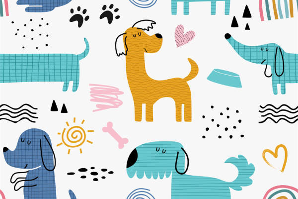 可爱卡通动物图案面料印花儿童服装印花设计