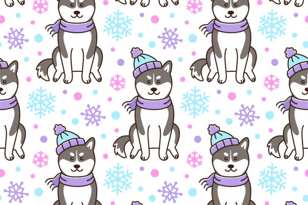 冬季可爱哈士奇服装印花面料设计