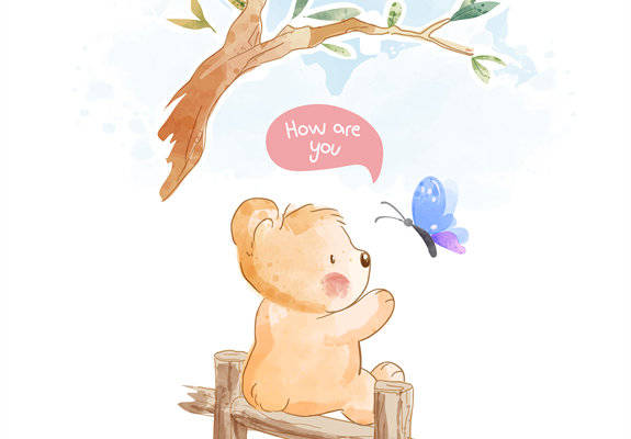 可爱小熊裁片印花服装,温馨问候语设计