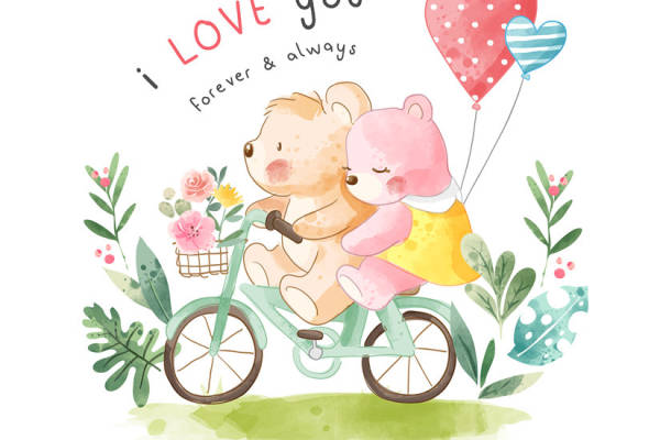 温馨可爱的情侣熊裁片印花服装，传递永恒的爱