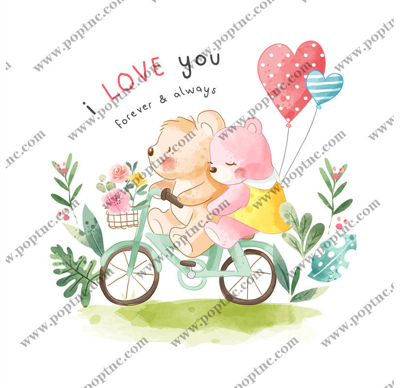 温馨可爱的情侣熊裁片印花服装,传递永恒的爱