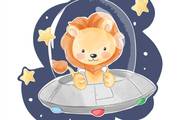 可爱太空小熊裁片印花服装印花设计