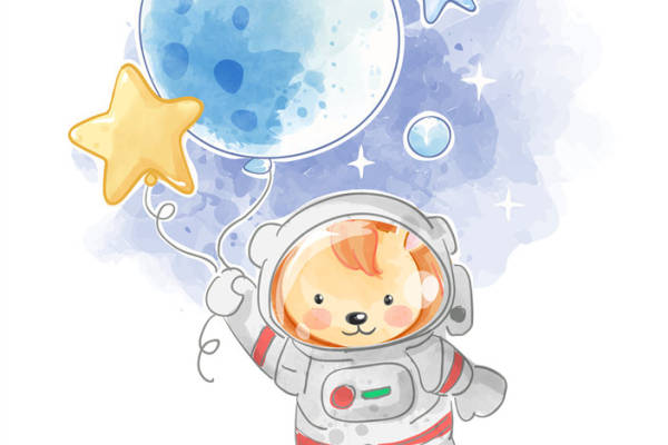 可爱宇航员小熊裁片印花服装,太空主题儿童服装印花设计