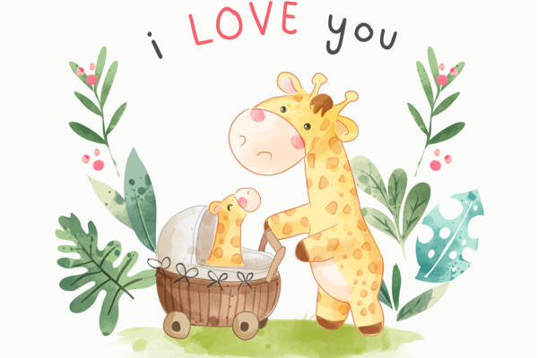 温馨卡通长颈鹿裁片印花服装，传递爱意的完美选择