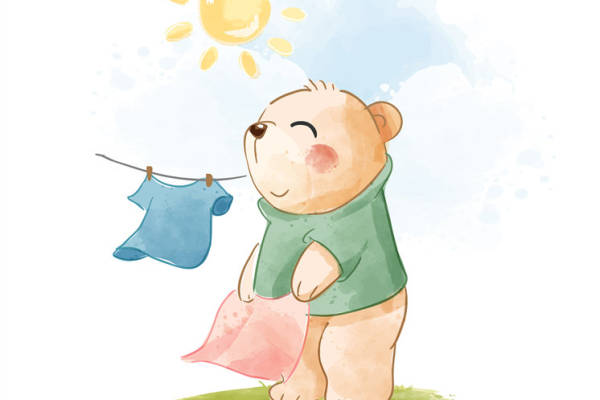 可爱卡通熊裁片印花服装 夏日清新风格儿童服装印花设计