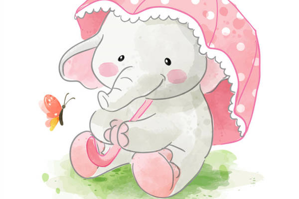 可爱卡通大象裁片印花服装印花设计