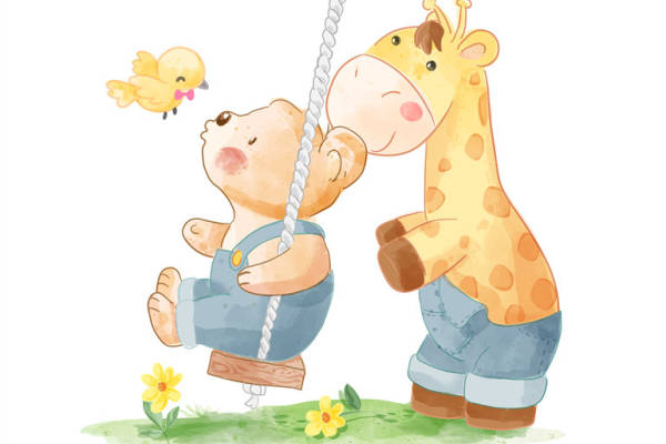 可爱动物裁片印花服装 儿童卡通服装印花设计