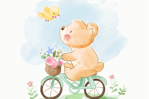 可爱卡通熊裁片印花服装印花设计