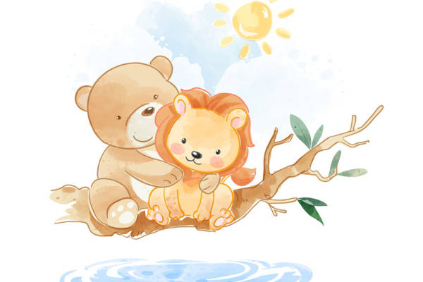 可爱卡通熊裁片印花服装 夏日清新风格服装印花设计