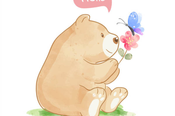 可爱卡通熊裁片印花服装 温馨问候语设计