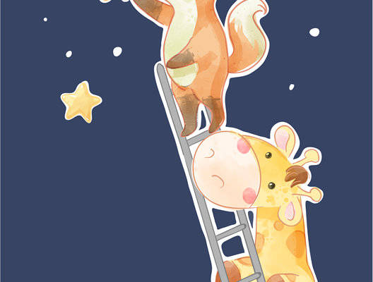 可爱动物裁片印花服装 夜空下的友谊主题服装印花设计