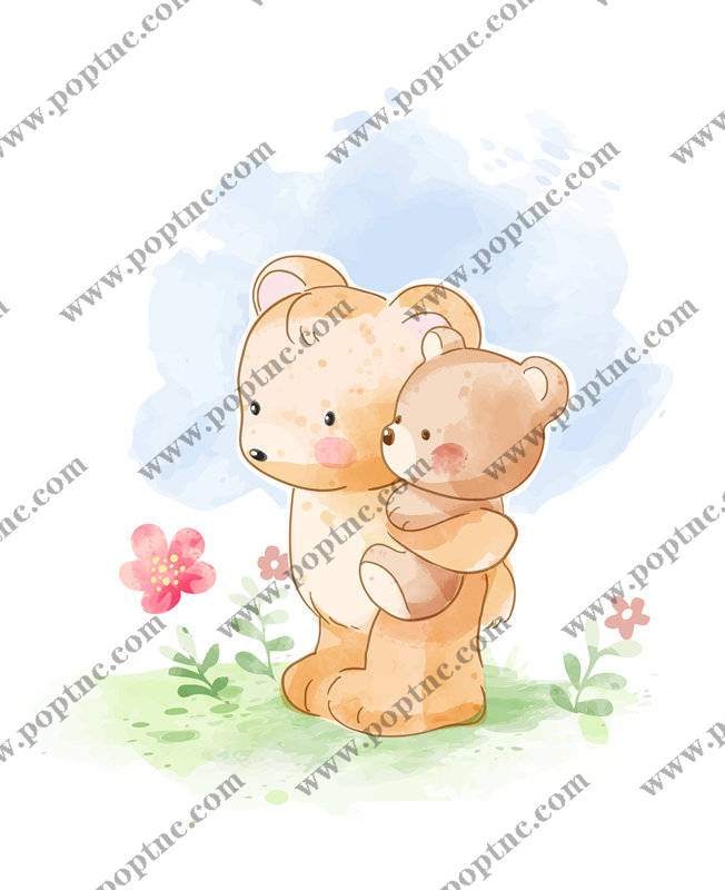 温馨亲子熊裁片印花服装设计