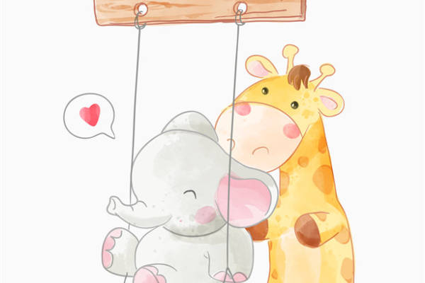 可爱动物裁片印花服装设计：永远的朋友