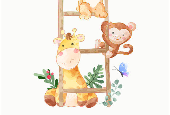 儿童服装印花设计:可爱动物裁片印花图案