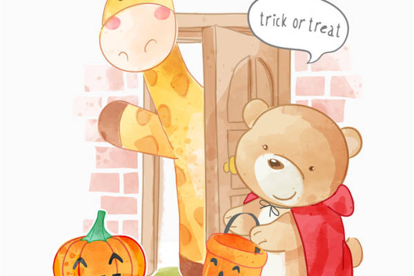 可爱动物裁片印花服装 万圣节主题服装印花设计