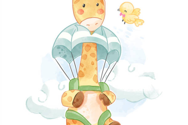 可爱卡通长颈鹿裁片印花儿童服装印花设计