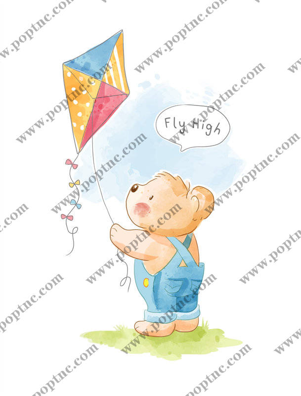 可爱小熊放飞梦想裁片印花儿童服装印花设计