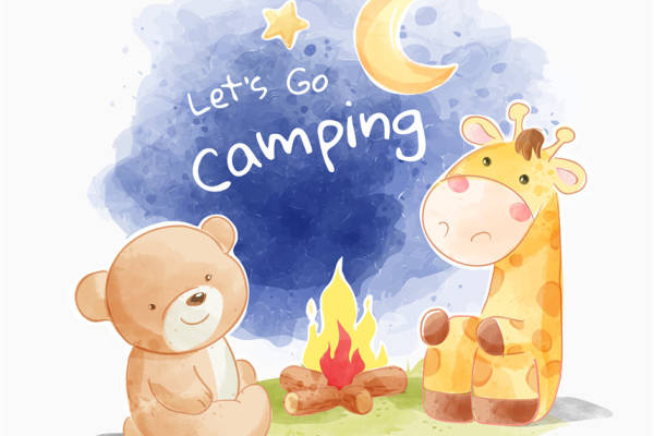 可爱动物裁片印花服装，户外露营风格服装印花设计