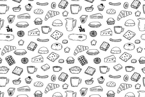 时尚咖啡与甜点主题面料印花服装印花设计