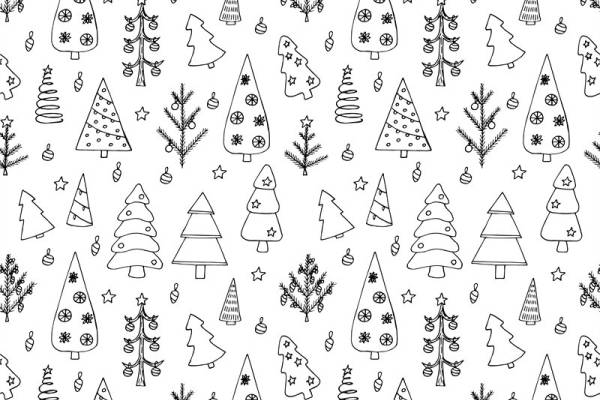 创意手绘圣诞树服装印花面料设计