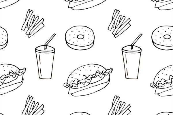 趣味快餐图案服装印花面料设计