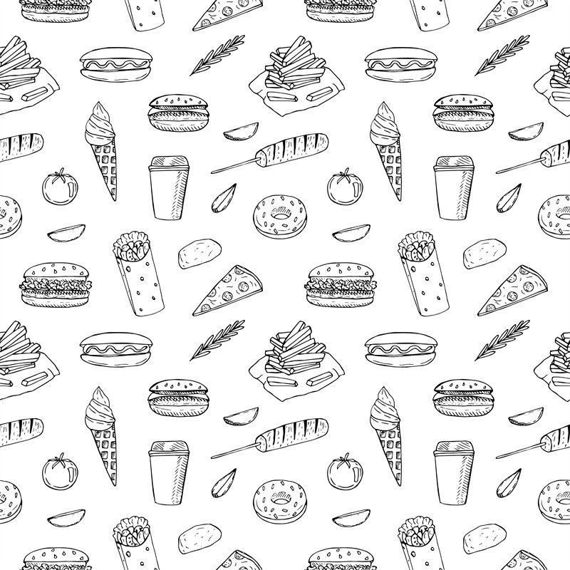 时尚潮流美食图案服装印花面料设计
