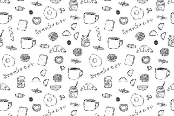 时尚早餐主题面料印花,打造温馨家居服装印花设计