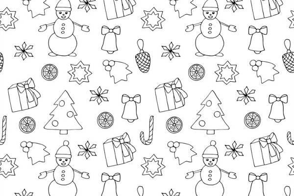 节日气氛浓厚的服装印花设计:圣诞雪人和礼物图案