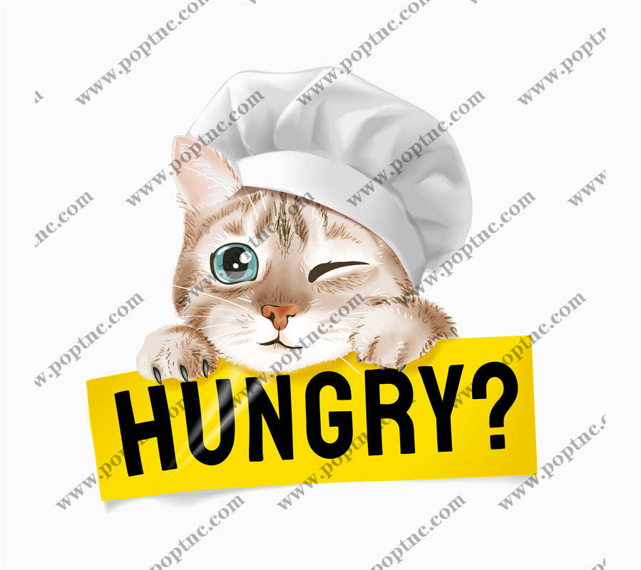 可爱猫咪厨师裁片印花服装,趣味服装印花设计