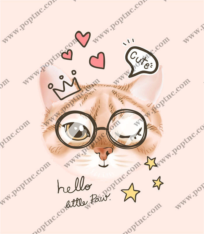 可爱猫咪裁片印花服装印花设计,萌趣时尚必备