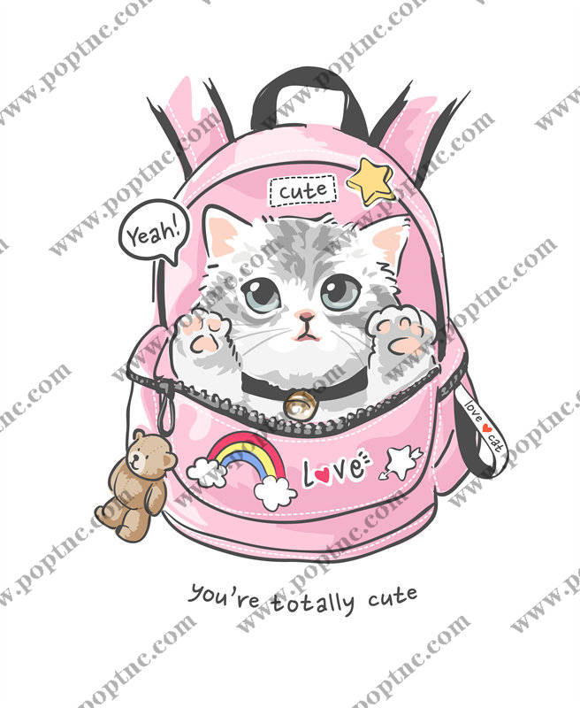 可爱猫咪背包裁片印花服装印花设计