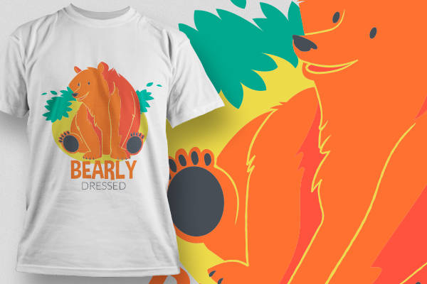 创意卡通熊裁片印花服装，活泼可爱风格服装印花设计