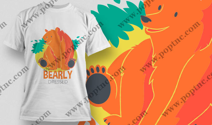 创意卡通熊裁片印花服装,活泼可爱风格服装印花设计