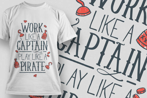 创意海盗主题裁片印花服装印花设计