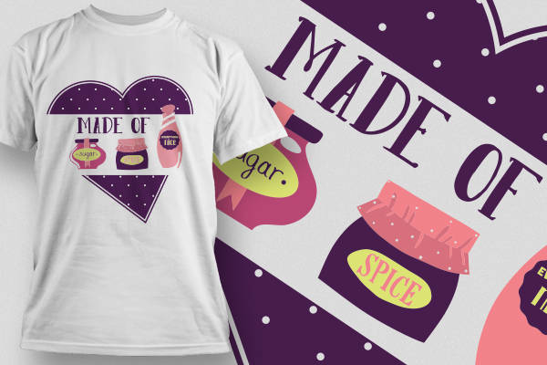 时尚个性裁片印花服装 甜蜜糖罐与香料袋设计