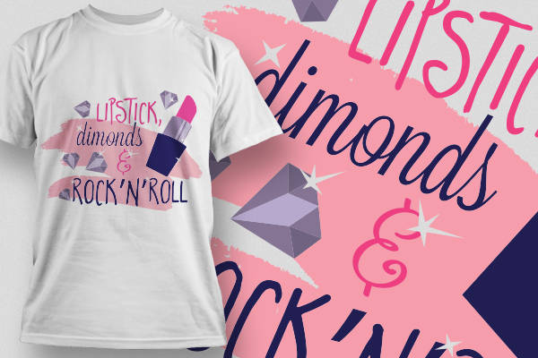 时尚潮流:唇膏、钻石与摇滚主题裁片印花服装