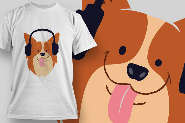 可爱卡通狗裁片印花服装印花T恤设计