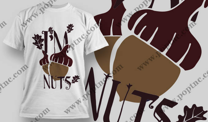 创意橡果主题裁片印花服装 时尚自然风格T恤