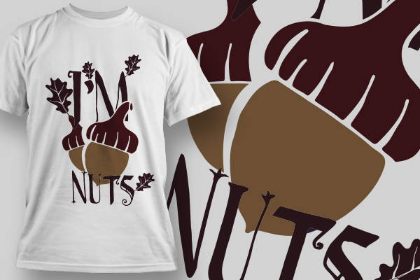 创意橡果主题裁片印花服装 时尚自然风格T恤