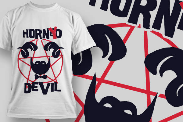 创意裁片印花服装：'Horned Devil'摇滚风格T恤