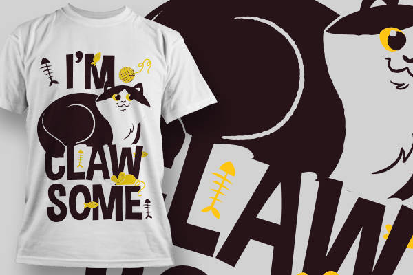 时尚趣味猫爪裁片印花服装印花图案设计