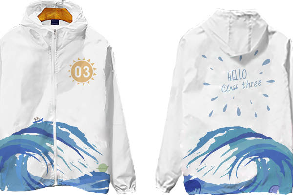 创意海洋主题裁片印花服装 个性化班级服装印花设计