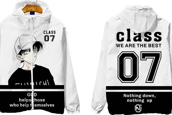 时尚动漫风裁片印花服装印花设计，展现个性与团队精神