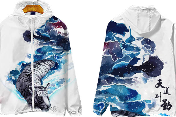 时尚水彩老虎裁片印花服装,展现个性魅力的街头风格