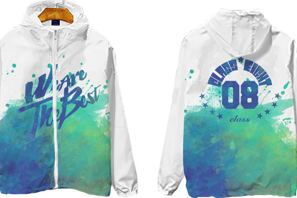 创意水彩裁片印花服装 08班同学会纪念服装印花