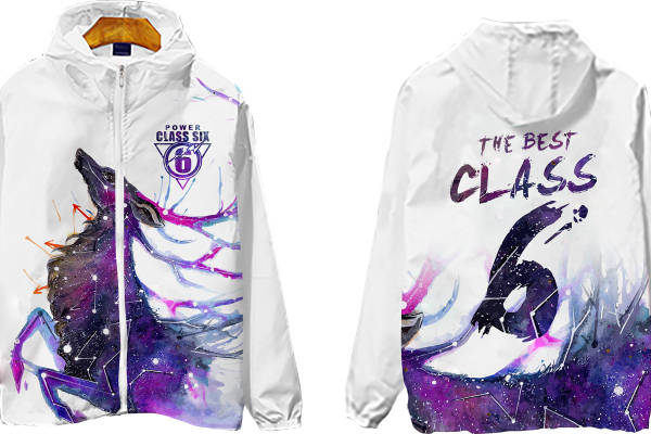 创意紫色狼头裁片印花服装，展现个性与活力