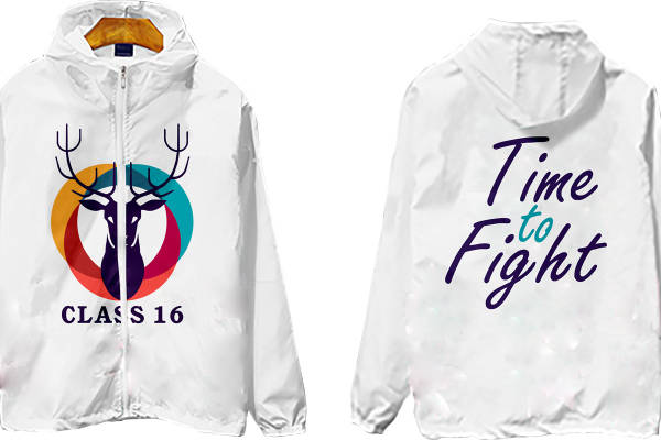 创意鹿头裁片印花服装，励志标语背面服装印花设计